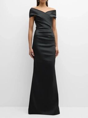 Teri Jon Off The Shoulder Stretch Satin Gown NWT SIZE 14